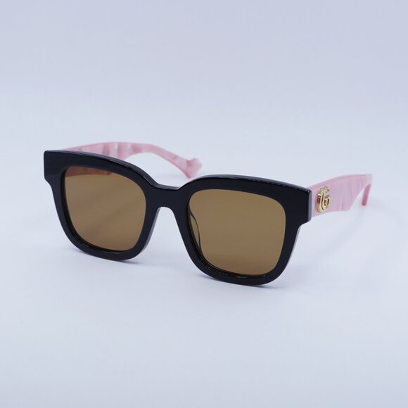 Gucci GG0998S 005 Sunglasses Black/Pink Square Frame, Brown Lenses main image 6